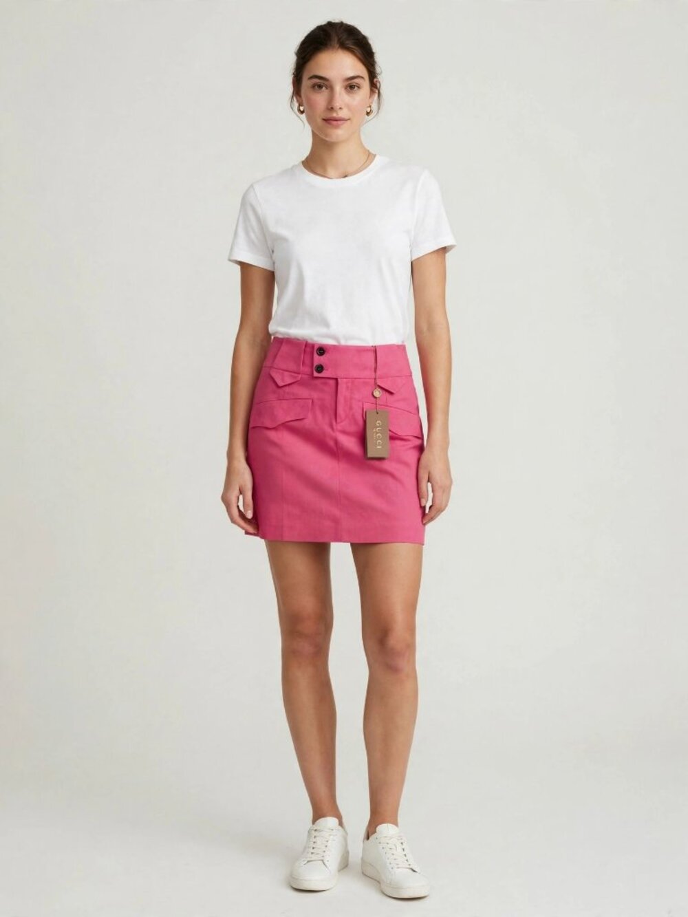 Gucci Fuchsia Button-Front Mini Skirt
